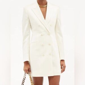 Stella McCartney Strong-Shoulder Wool Mini Blazer Dress🕊️